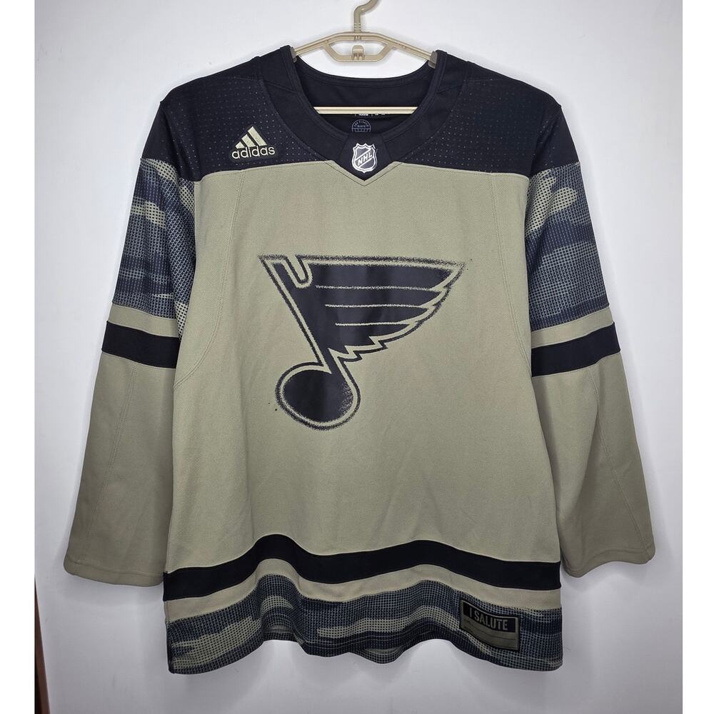Adidas St Louis Blues NHL tab black camo Salute to Service jersey - 52 Large XL